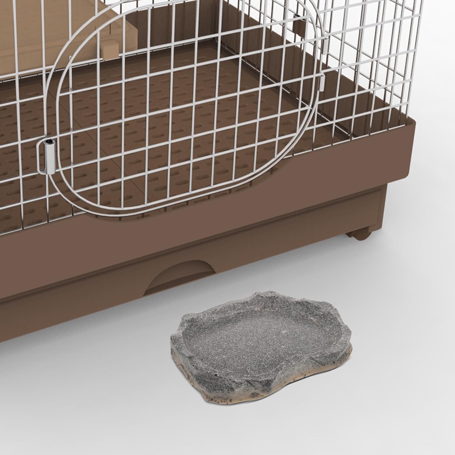 GLEAVI Reptile Feeding Bowl and Water Dish Resin Rock Feeder Small Size Terrarium Food Holder for Lizards Geckos Bearded Dragons and Amphibians