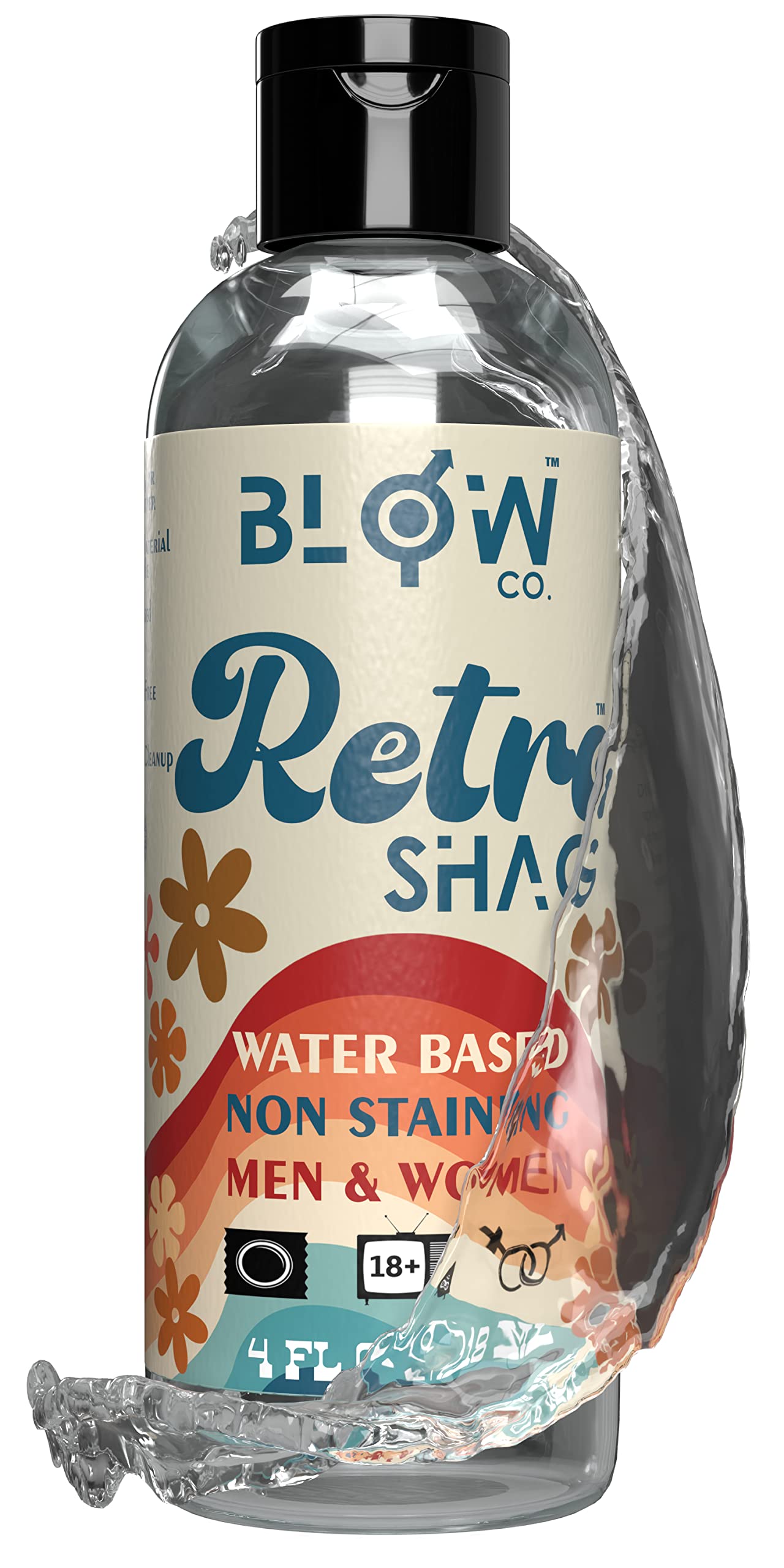 Retro Shag Water Based Lubricant - Silicone-Free - Non-Staining - Paraben-Free Sex Lube - Sexual Pleasure for Men, Women & Couples with Sensitive Skin - Made in USA - 4oz