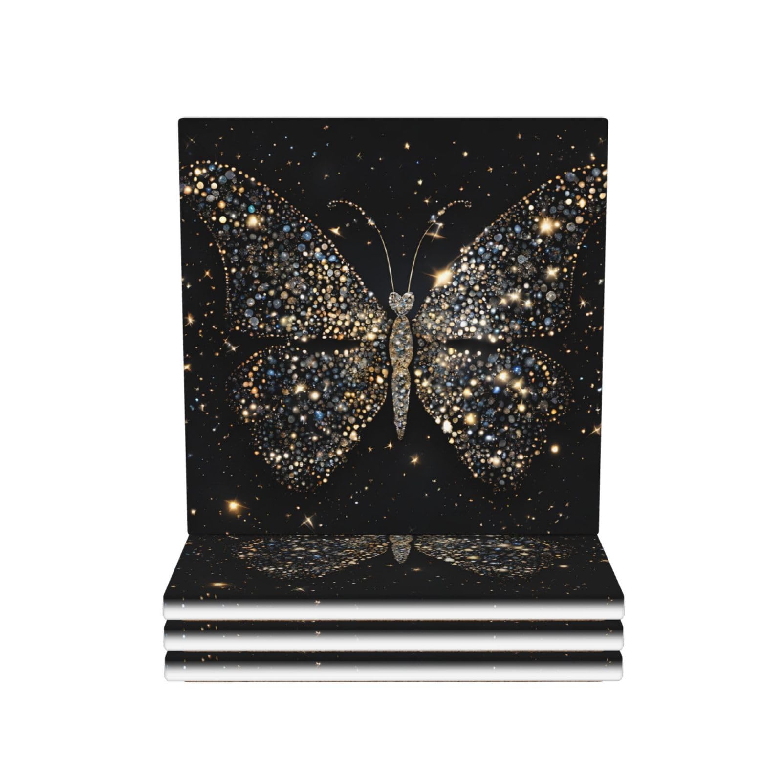 Dessous de verre en céramique motif papillon et strass, une idée cadeau de table idéale