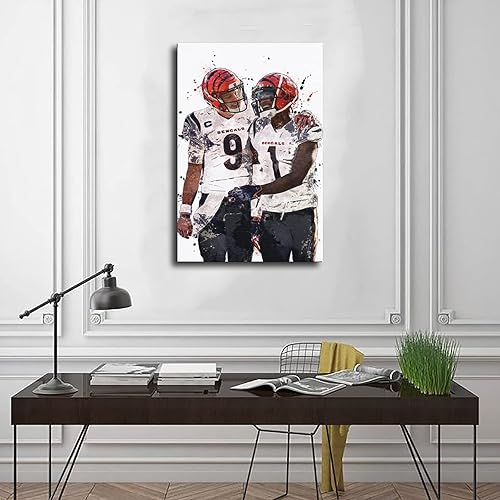 Miniatura 3 de Póster de Joe Burrow, Ja'Marr Chase - Póster de fútbol americano, lienzo decorativo para pared, pintura para sala de estar, dormitorio, sin marco 12