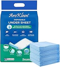 Arokleen Premium Disposable Under Sheet, Extra Fluid Absorbent, 5-Layer Leak Proof Technology, 90x60 cm, 20 Count