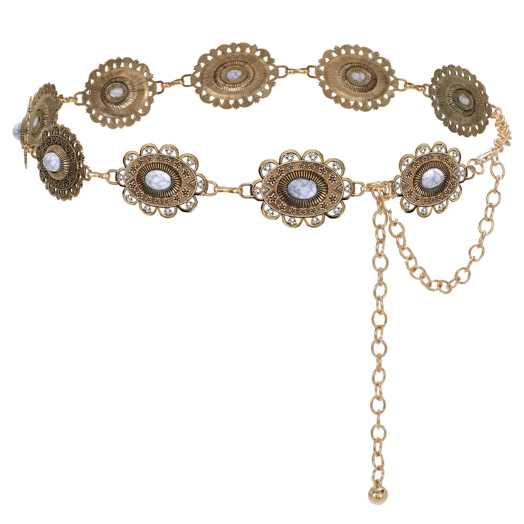 JASGOOD Western Metal Concho Belt for Women Cowgirl Waist Chain for Women Dress Pants