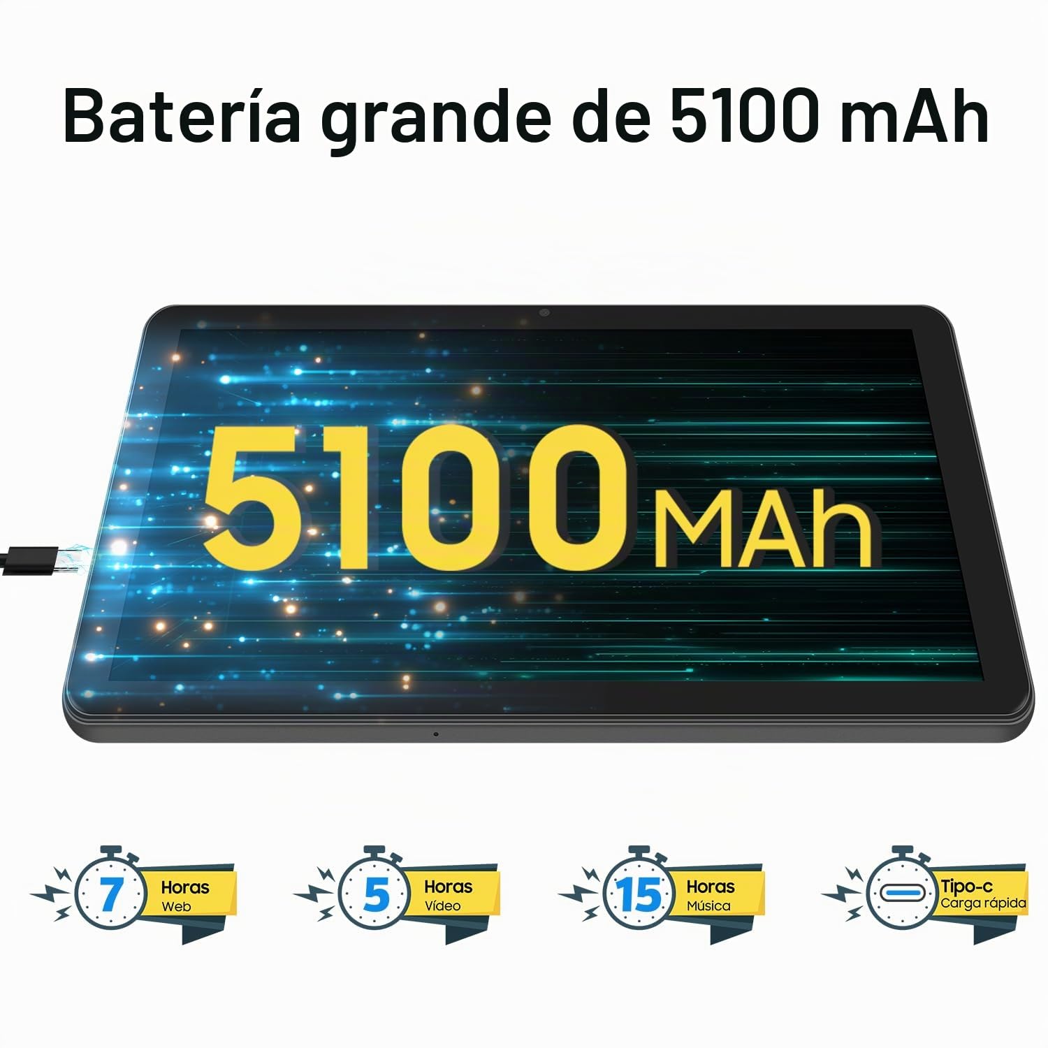 Tablet 10 Pulgadas Android, 2GB RAM+32GB ROM (1TB TF), 5100mAh, Tableta para Niños Altavoces Duales, Bluetooth, WiFi, GPS,Gris