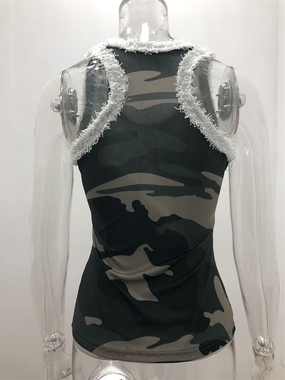 Andongnywell Plush Neckline Camo Tank Athletic Shirts Running Muscle Shirts Workout Gym Camo Tank Tops for Women