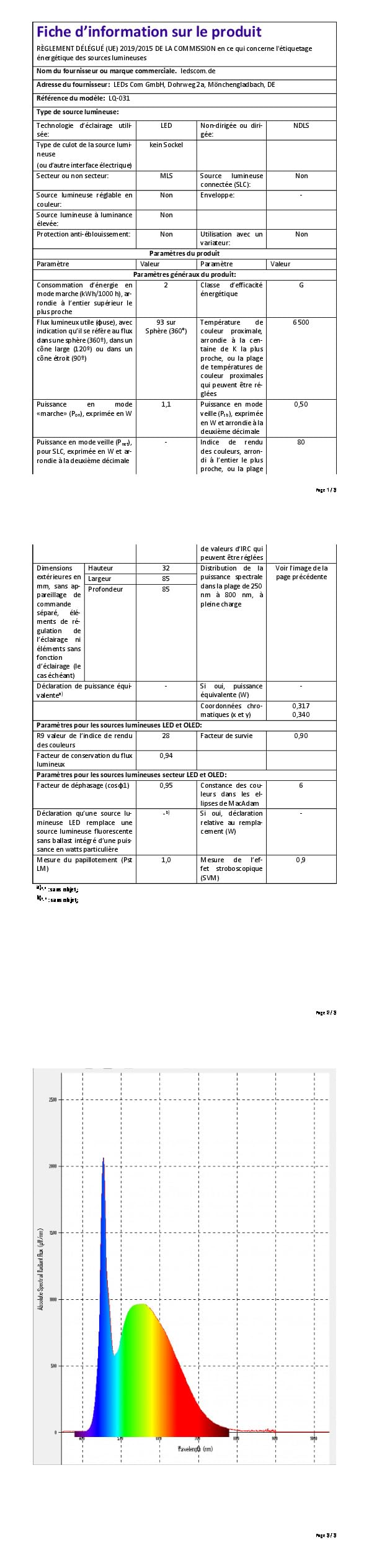 ledscom.de 8x LED Treppenlicht/Wandeinbauleuchte FEX für innen und außen, rund, 85mm Ø, kaltweiß