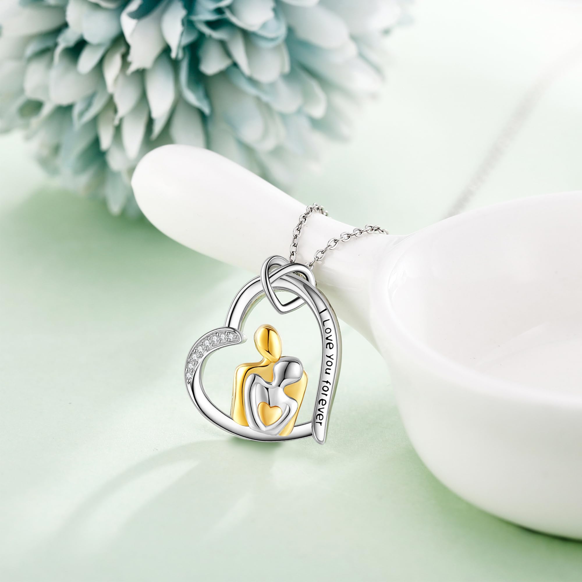 DAYLINLOVE Naszyjnik ze srebra wysokiej próby 925, przytulanie, wisiorek, naszyjniki, serce, pary, naszyjnik, rocznica, biżuteria, prezent dla kobiet i par, Sterling Silber, Srebro szterlingowe, Bez