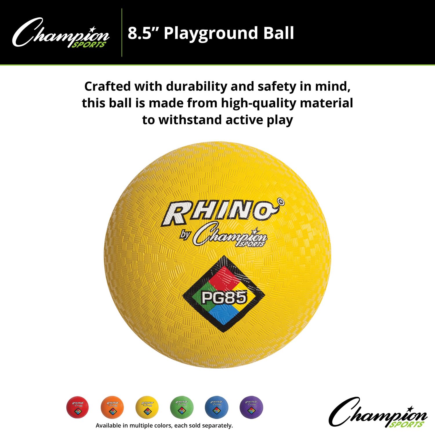 Champion Sports Rhino Playground Balls 8.5"D - Two Ply, Nylon Wound, YELLOW — Amazon image 6
