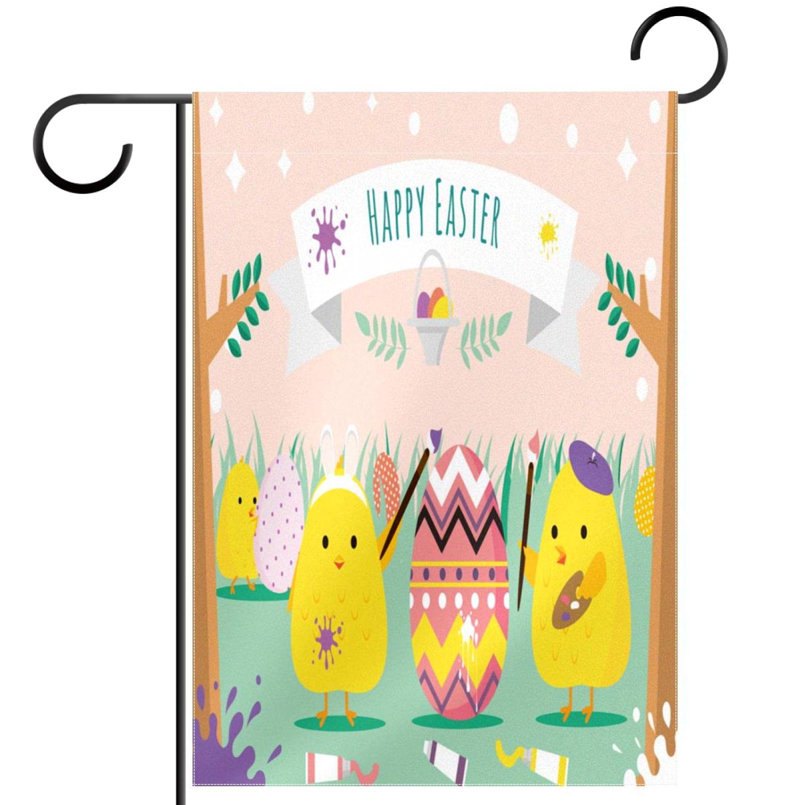 Drapeau de jardin Pâques double face en polyester pongé premium - 7