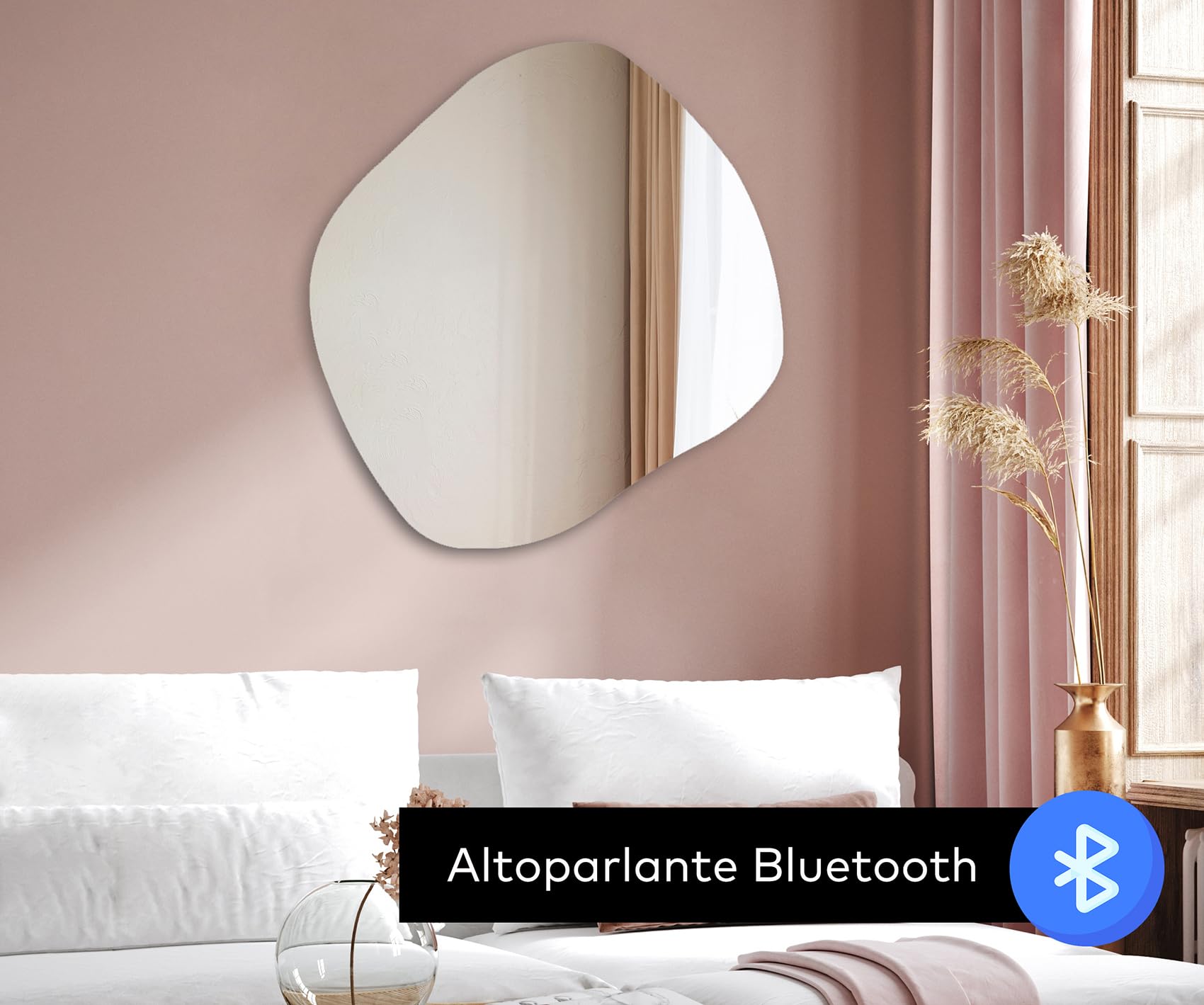 A ARTFORMA decorativi Specchio LED da parete forme particolari 74x64 cm | su Misura | moderno specchi con illuminazione, retroilluminato | ROM221