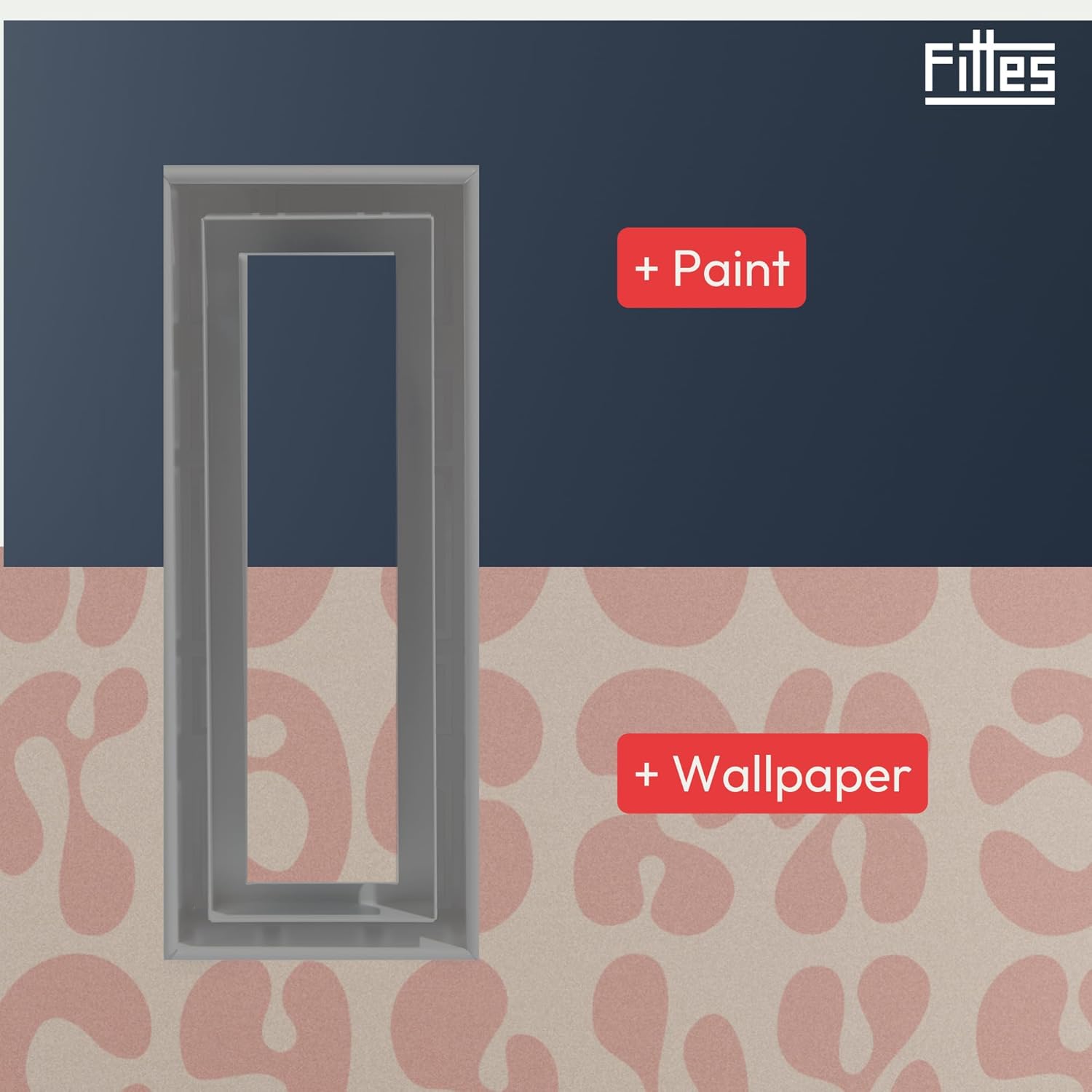 Fittes Flush Wall Vent [Luxe+], Minimalist Solid Steel HVAC Air Return Register Cover, Customizable Adjustable Increased Airflow Solution for Home or Ceiling, with Damper – 4"x10" – Satin White