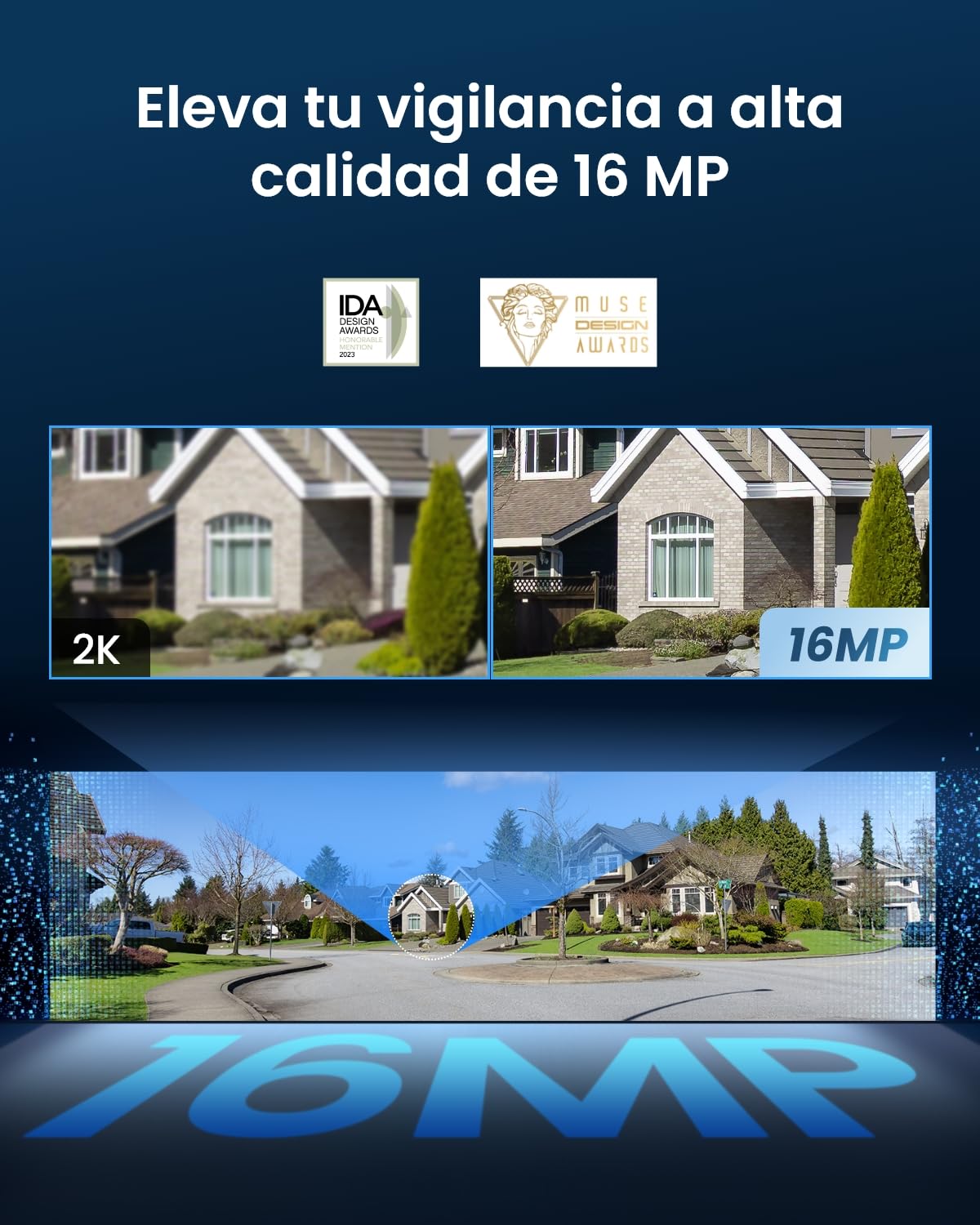Reolink 16MP Camara Vigilancia WiFi Exterior con Doble Lente, Vista Panorámica de 180°, Trayectoria, Detección Inteligente, Wi-Fi 6 de 2,4/5GHz, Foco de Visión Nocturna, Grabación 24/7, Duo 3 WiFi
