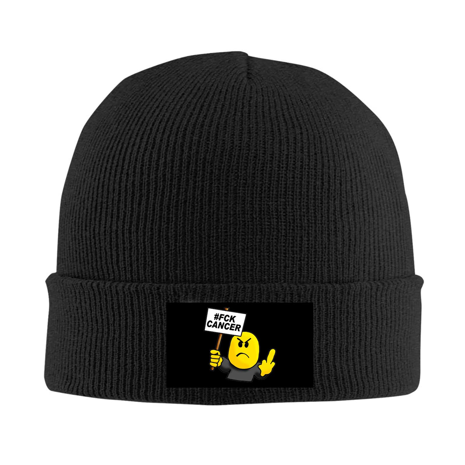 Kenwozi Men's Black Fuck Cancer Beanie Hat Snapback And Wo Winter Cap