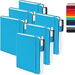 feela Pocket Mini Notebooks Bulk, Small Cute Memo Notepads Hardcover College Ruled Lined Journals with Pen Holder for School Business Work, with 6 Black Pens, 3.5”x 5.5”, 6 Pack, A6, Mild Colors