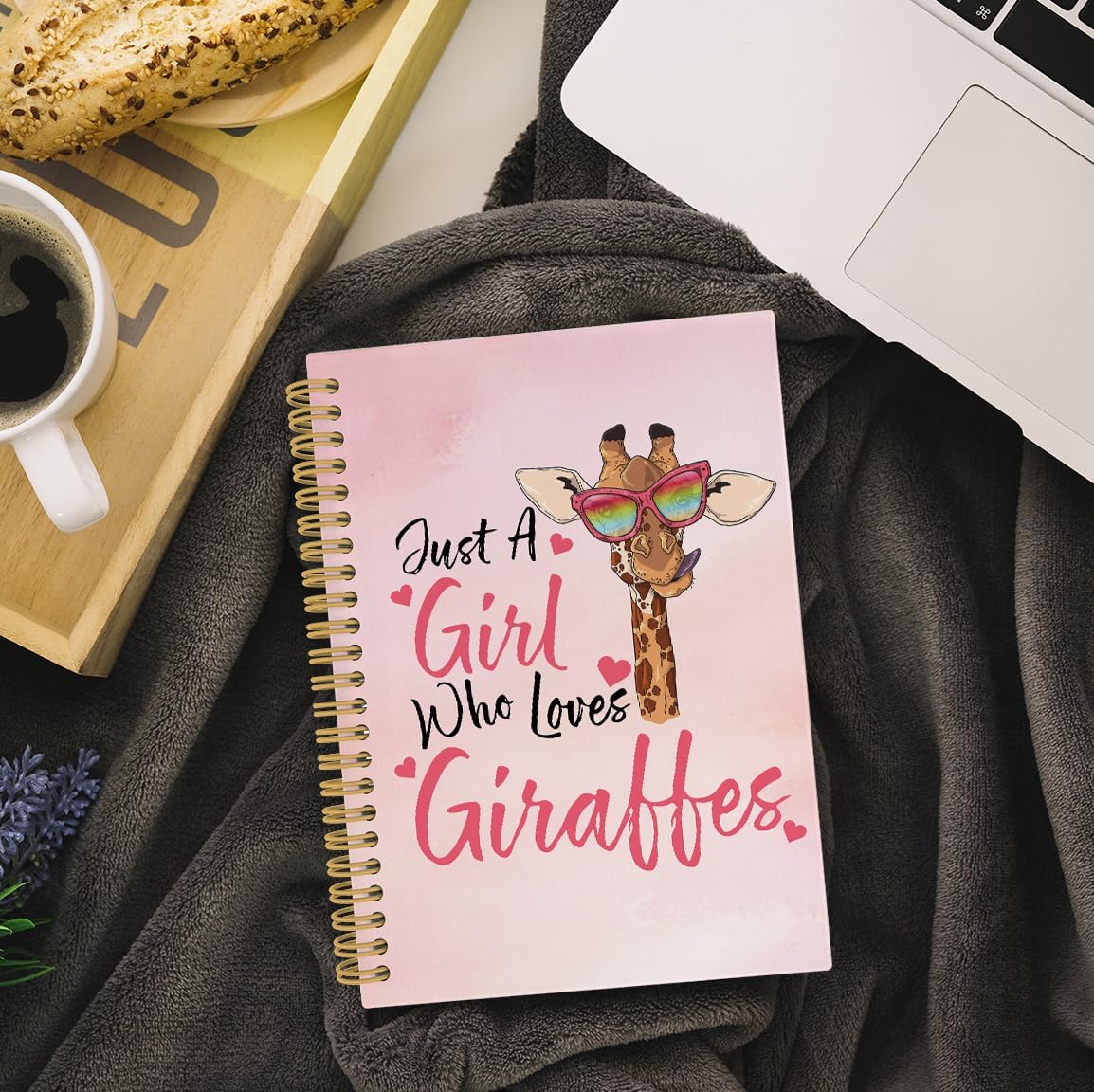 Giraffe Gifts, Just a Girl Who Loves Giraffes Spiral Notebook, Animal Journal, Giraffe Gifts for Women Kids Girls 5.5"x8.3" 164pages Lined Notebooks College Ruled for Office School Supplies - Image 3
