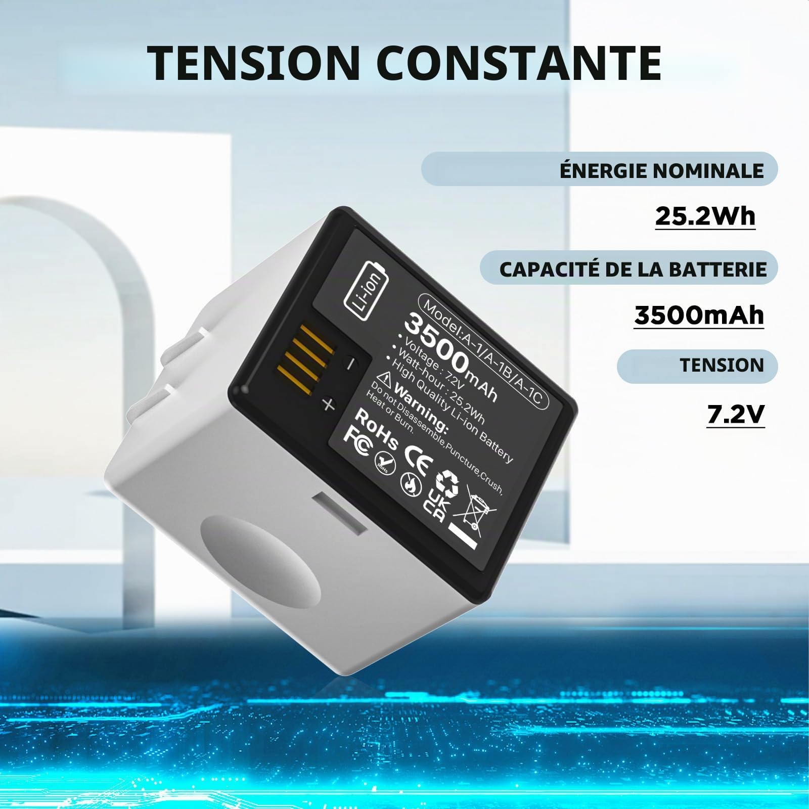 3500mAh Batterie pour Arlo Pro, Pro 2, 2026 Nouvelle Batterie de Remplacement Haute capacité Compatible with Caméra A-1 caméras VMA4400 VMC4030 VM4230 VMS3230 VM4030 (Lot de 1)