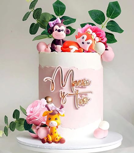 Miniatura 3 de JeVenis Decoración floral de animales de la selva para baby shower y fiesta de cumpleaños – Decoración para tartas de uno y dos salvajes para niñas