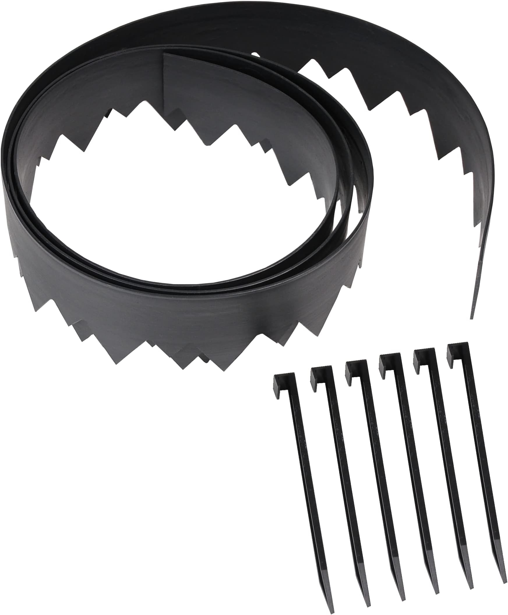 Pound-in Landscape Edging with Bonus Anchoring Stakes, 4.5 in. Straight Top Plastic Garden Border, 20 Foot Kit, Black, (3500-20CXX-3)
