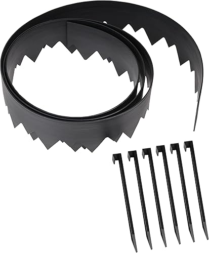 EasyFlex Pound-in - Borde de paisaje con estacas de anclaje adicionales, borde de jardín de plástico recto de 4.5 pulgadas, kit de 20 pies, negro,