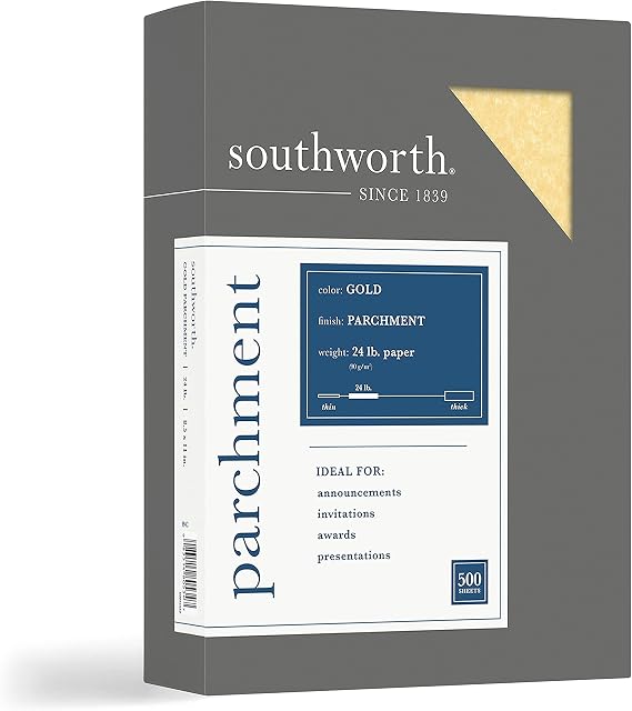 Southworth 994C Parchment Specialty Paper Gold 24 lb. 8 1/2 x 11 500/Box