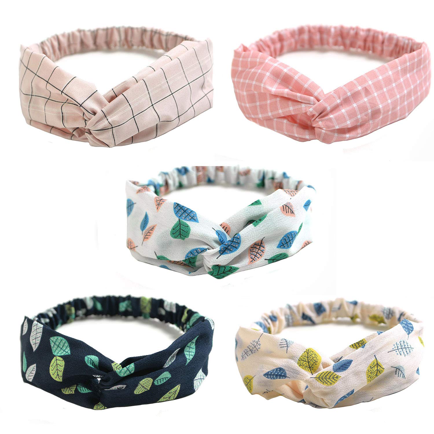 4 Pack Button Headband for Nurses,STEVE YIWU Elastic Wide Turban Headwear Ear Protection Holder Head Cover Gifts,Women Headwrap for Yoga Running Workout Hair Band … (Type D)