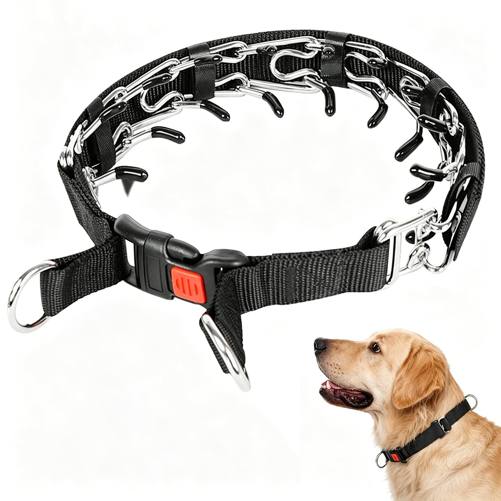 XXL Metal Dog Collar Training - Stainless Steel Chain with Detachable Leash, Anti Pull Dog Collar with Adjustable Links for Pet Outdoor Use，Multi-Size (4.0mm)