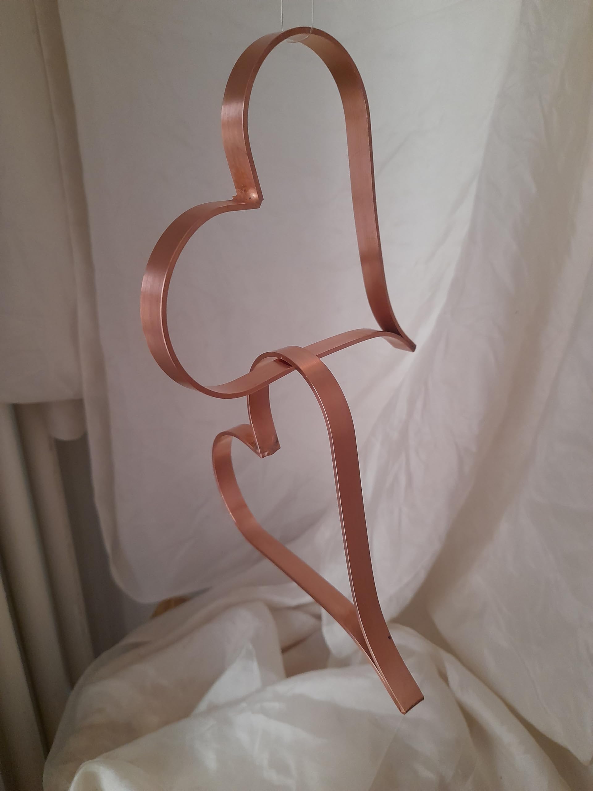 Generisch 2 Herzen aus Kupfer in alle Ewigkeit miteinander verbunden, Kupferherz, Wandkunst, Romantisches Geschenk