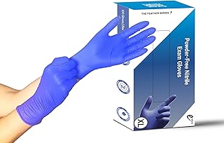 Endure Feather Series Cobalt Blue Powder-Free Nitrile Exam Gloves, Disposable Glove, Box of 100 (Medium)