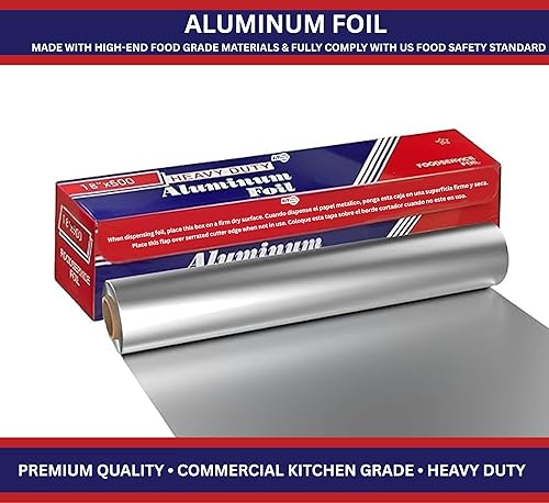 Miniatura 3 de Papel de aluminio resistente de 18 pulgadas x 500 pies  Grado comercial para la industria de servicios de alimentos  Papel de aluminio plateado para