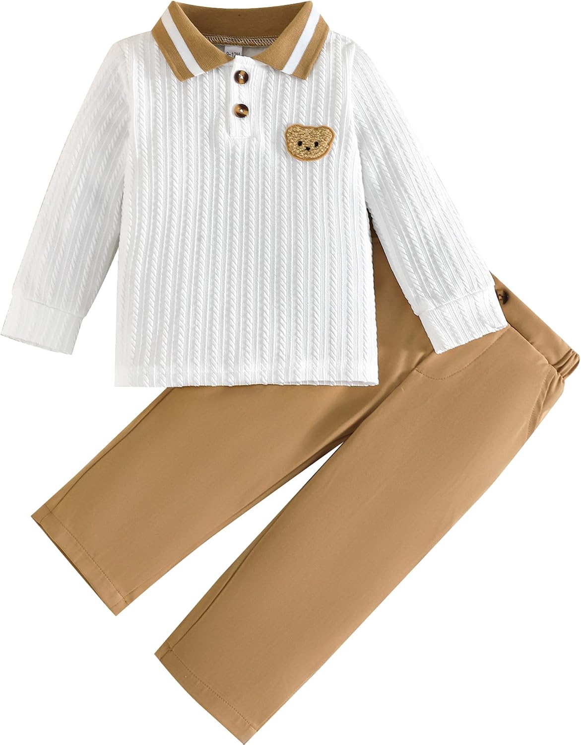 Jecson Baby Boy Clothes 2-Piece Polo Shirt and Pants Set Bear Outfit 6M-3Y