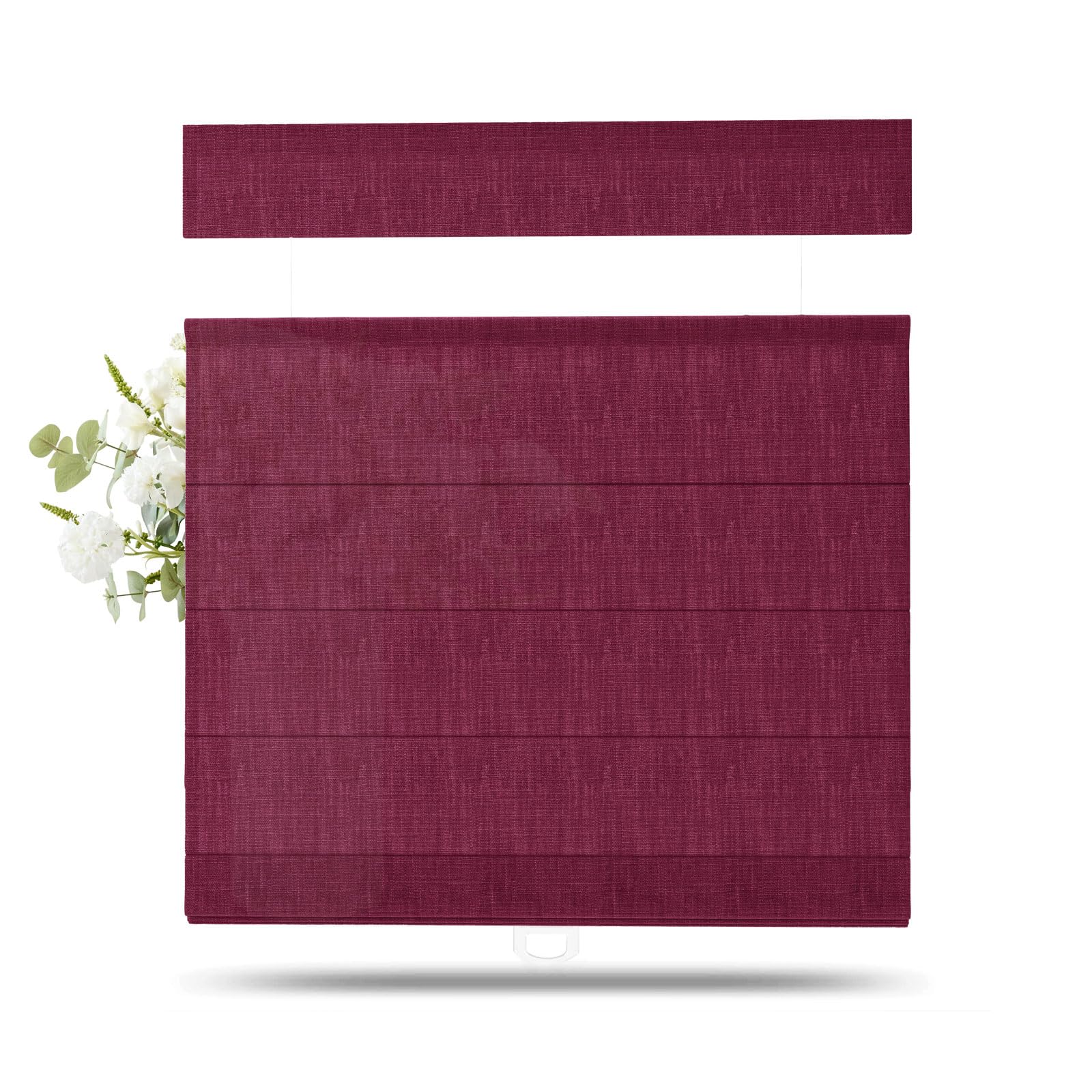 TWOPAGES Liz Linen Top Down Bottom Up Roman Shades for Windows, Red Wine