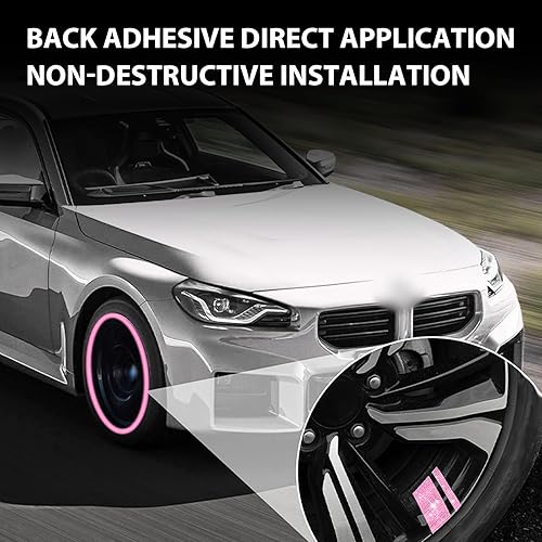 Miniatura 4 de 4 calcomanías brillantes para llantas de automóvil, calcomanías decorativas personalizadas de 2.4 x 1.2 pulgadas con líneas brillantes, calcomanías