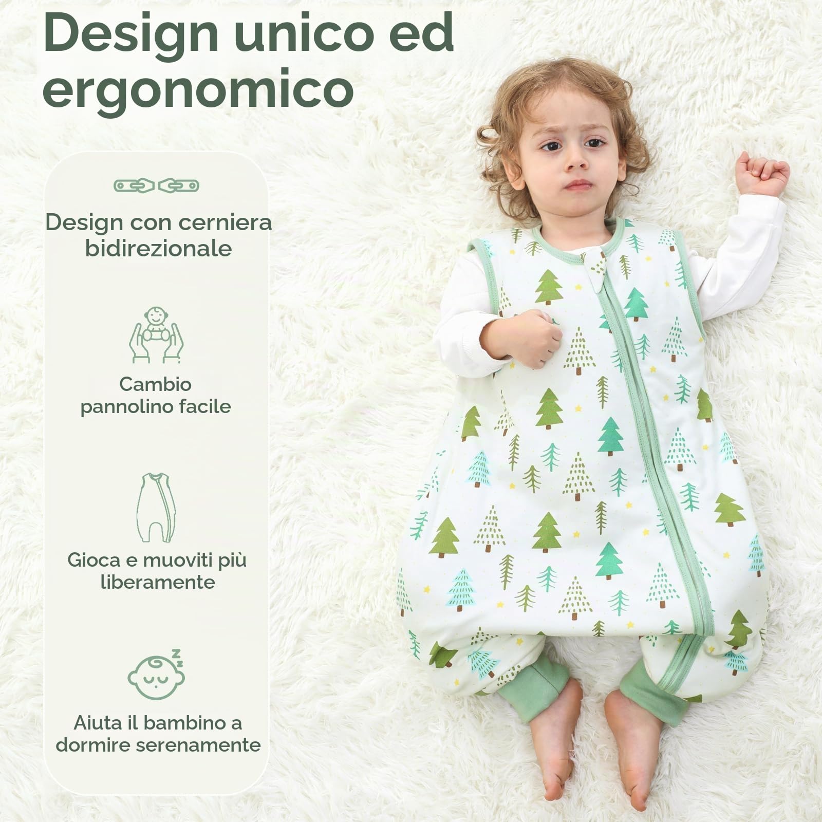Unnivoll Sacco nanna con piedini, 1,5 Tog, confezione da 2 pezzi