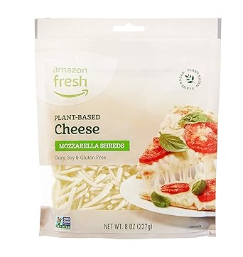 Amazon Fresh, Plant Based Shredded Mozzarella Cheese, 8 Oz