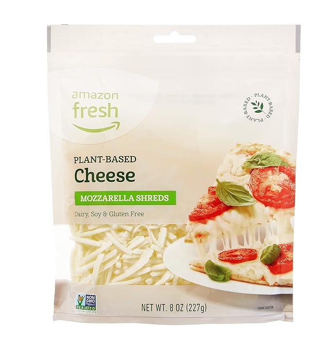 Amazon Fresh, Plant Based Shredded Mozzarella Cheese, 8 Oz