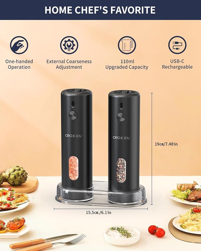 Molino eléctrico recargable de sal y pimienta CIRCLE JOY miniatura 2