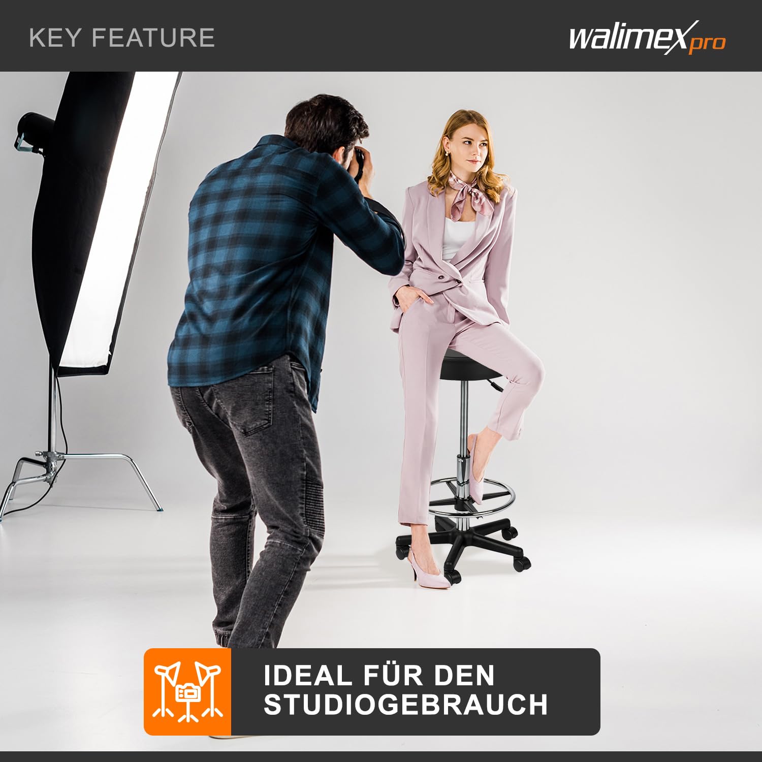 Walimex 15905 - Banco de Pose para Estudio fotográfico, Negro y Plateado