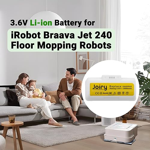 Miniatura 6 de Batería de repuesto de iones de litio de 3.6 V 3000 mAh con mayor seguridad y mayor tiempo de funcionamiento, compatible con robots iRobot Braava