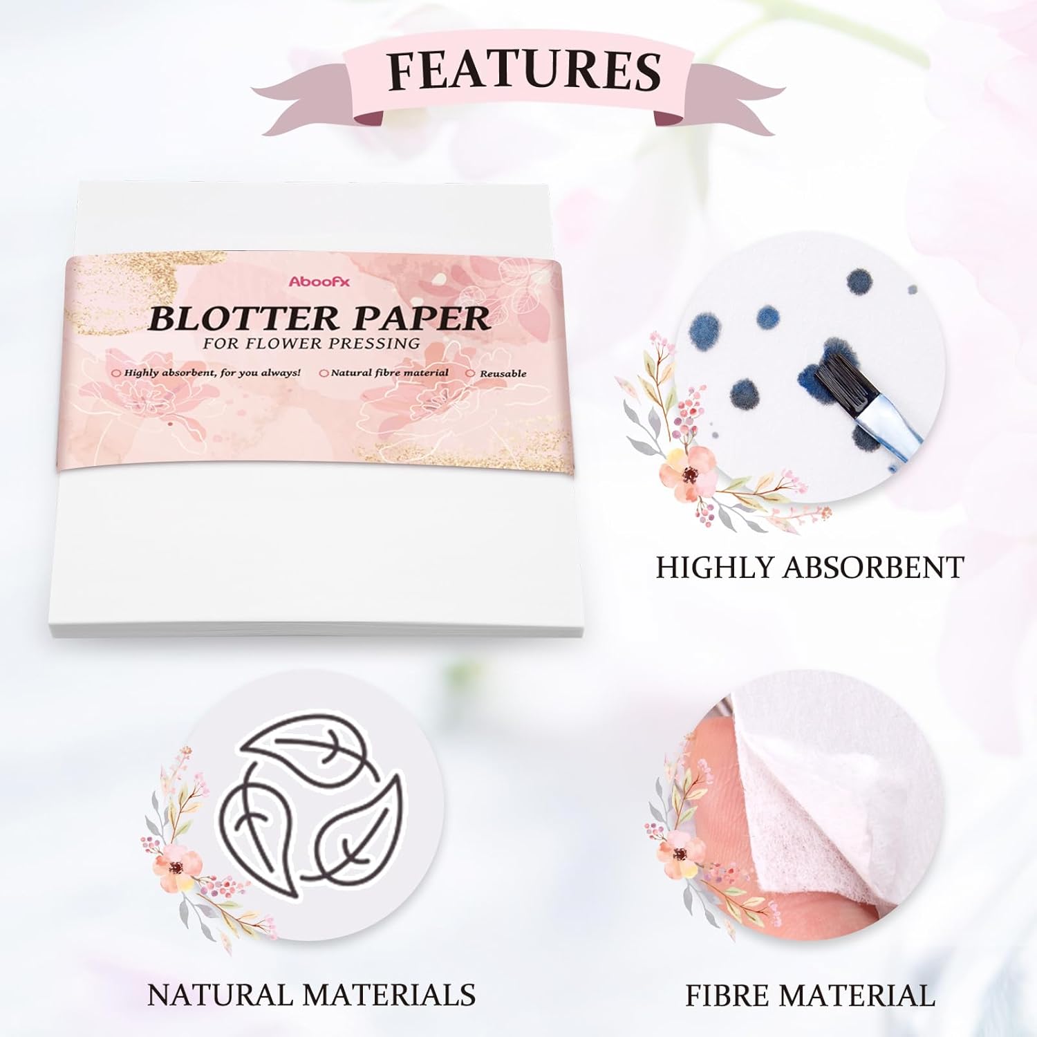 Aboofx Extra Large Flower Press Kit & Blotting Paper, 10.8" x 10.8" Flower Press & 26 Sheets 9" x 9" Highly Absorbent Blotter Paper for Flowers Pressing Reusable