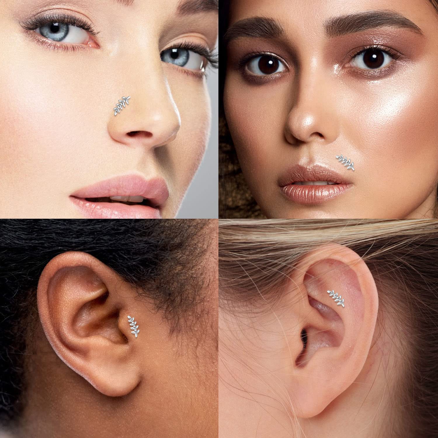 hengkaixuan 16G Titanium Labret Studs - Internally Threaded Flatback - Unisex - Silver - Piercing Jewellery — view 4