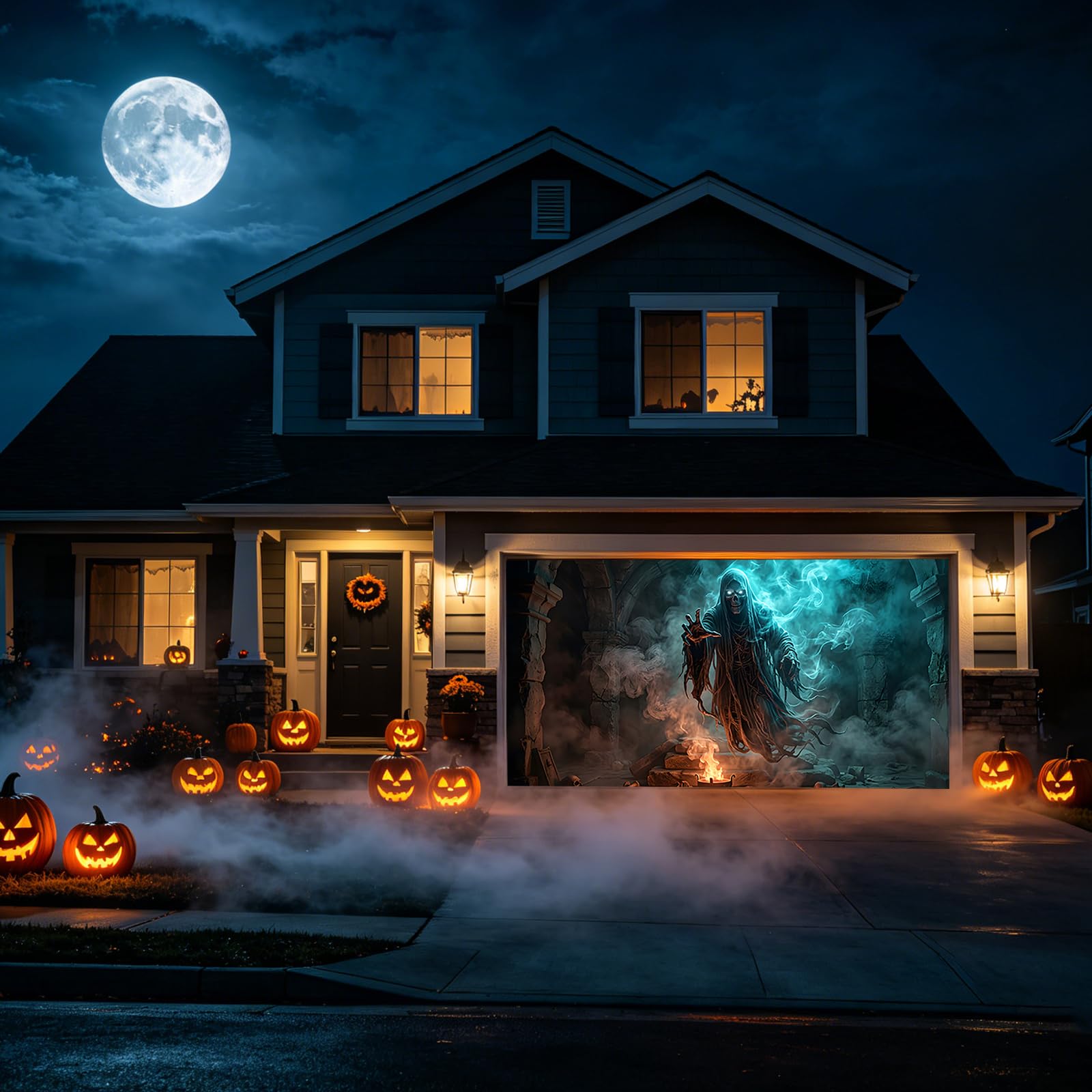 Brama garażowa Halloween baner horror, dekoracja ogrodowa na