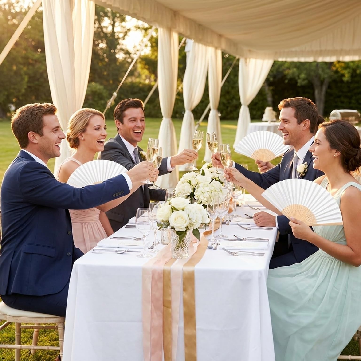 Weiß Faltbar Taschenfächer mit Bambus Handfächer Fächer Hochzeit 40 Stück Papier Faltfächer Handfächer Gäste Geschenk Fächer Gastgeschenk Papierfächer für Hochzeit Party Sommer Party Gastgeschenk