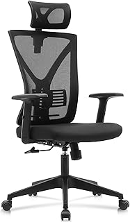 Ergonomic Mesh Office Chair, Home Office Desk Chairs with Adjustable Lumbar Support, 2D Headrest, 135 °Tilt Function, Computer Chair with Thicken Cushion, Swivel Executive Task Chair for Home