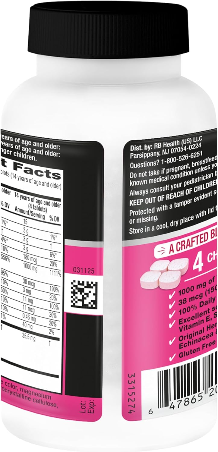 Airborne Vitamin C 1000mg (per Serving) - Very Berry Chewable Tablets (116 Count in a Bottle), Gluten-Free Immune Support Supplement, with Vitamins A C E, Zinc, Selenium, Ginger, Antioxidants - Image 13