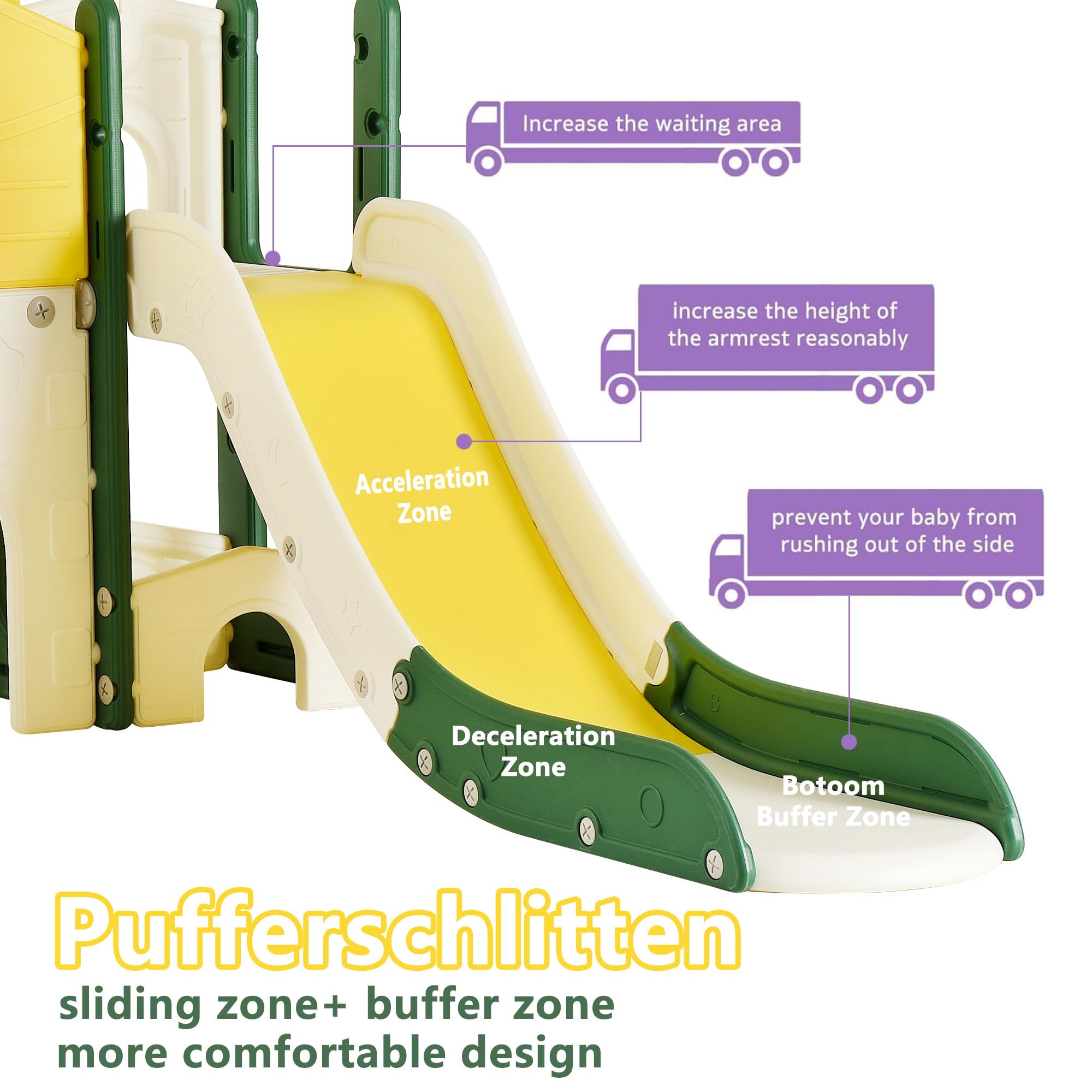Toboga 7 in 1 per neonati, Toboga per Bambini Interno Esterno con Toboga, passerelle, scale, Strutture da arrampicata, Binocolo, Altalena Toboga autoportante (Giallo-1)