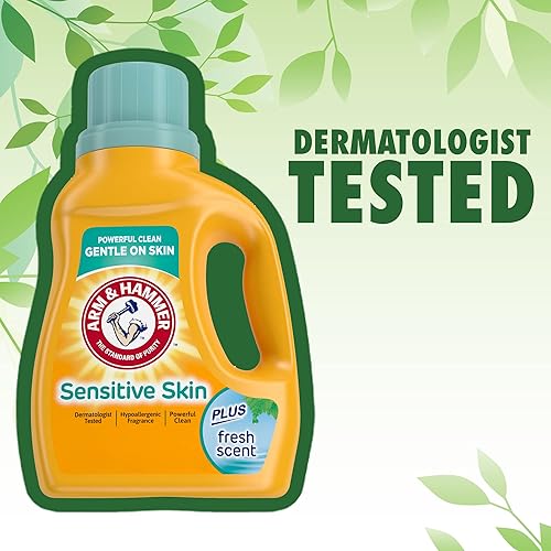 Miniatura 5 de ARM & HAMMER Detergente para ropa de piel sensible con fragancia hipoalergénica, detergente líquido para ropa con aroma fresco, botella de 144.5