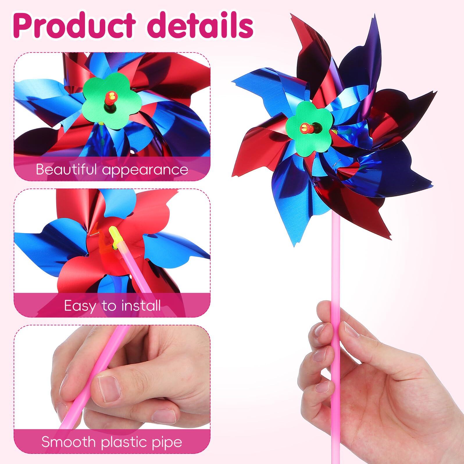 100 Pezzi Girandole a Vento di Plastica Colorate, Giocattoli Mulino a Vento per Bambini, Facili da Assemblare, Decorazioni per Giardino e Giochi All’aperto