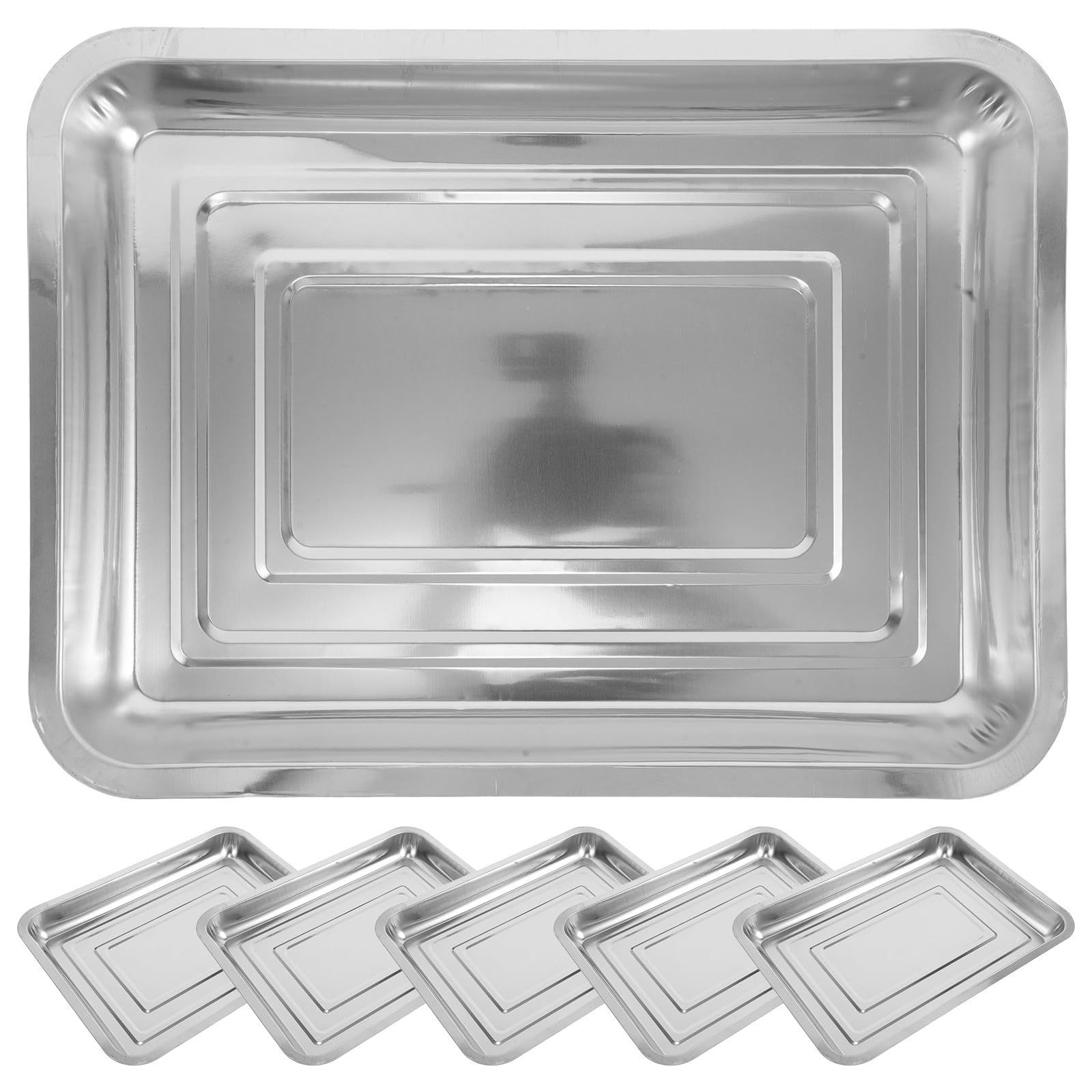 Toyvian Lot de 6 Plateaux de Semis en Acier Inoxydable Portable et Léger pour Jardin Intérieur, Germination Transplantation des Plantes