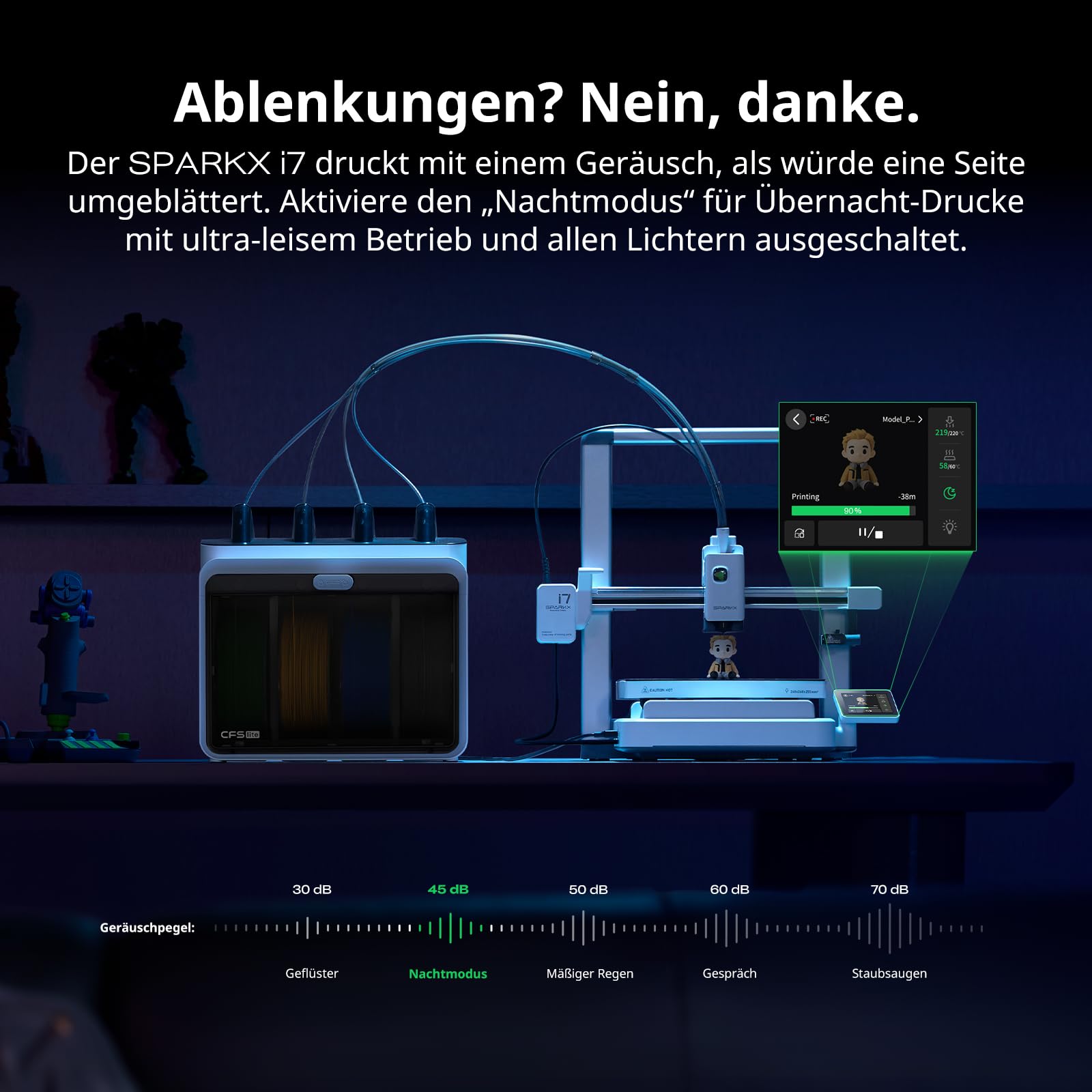 Creality SPARKX i7 Color Combo 3D-Drucker, KI Foto-zu-3D Modellierung, Mehrfarbiger Druck bereit, Automatische Nivellierung, Desktop FDM 3D-Drucker für Einsteiger