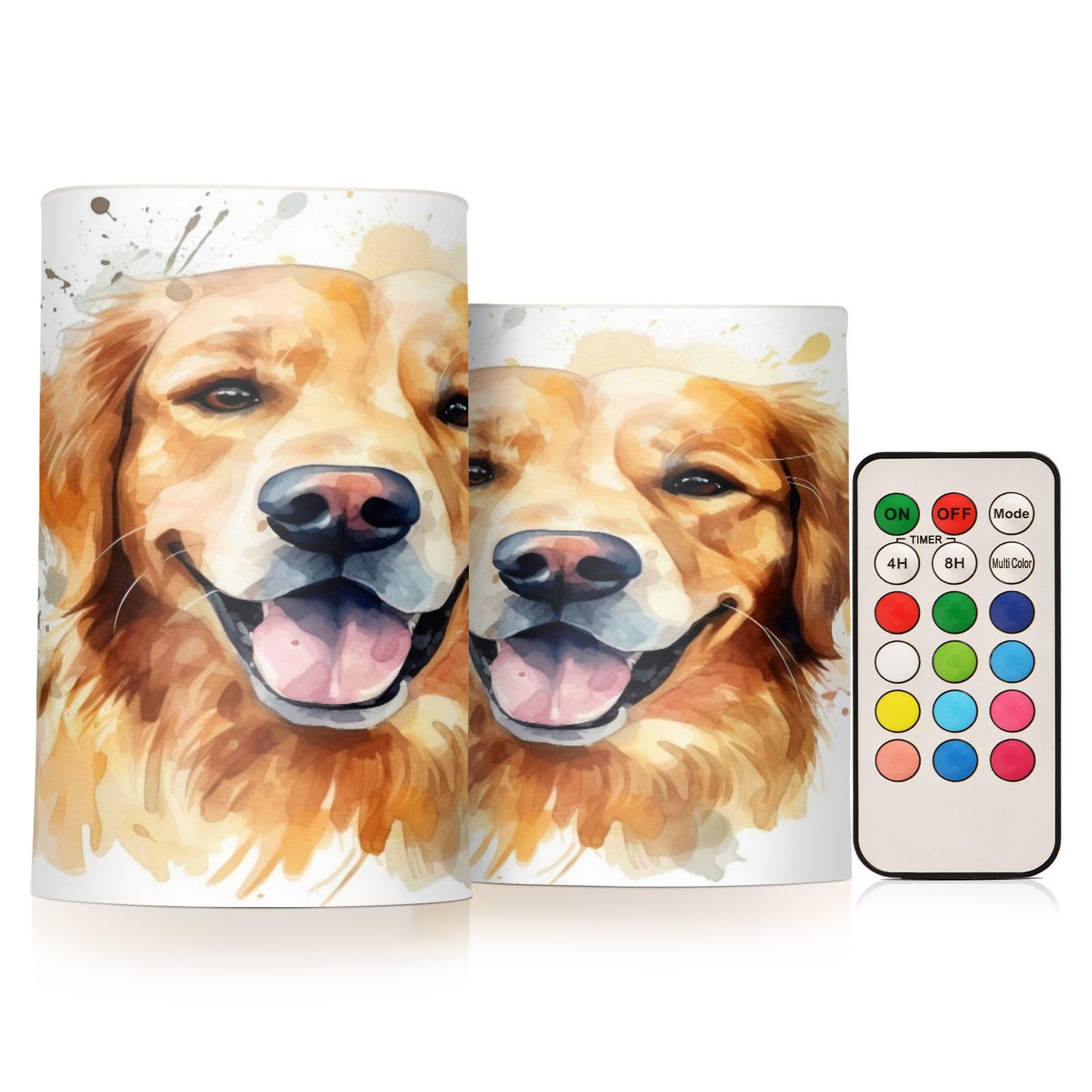 ALAZA Dog (1) Flickering Flameless Candles Battery Operated with Remote Timer,Tea Light Candles LED Pillar Votive Candles Set of 2 for Outdoor Indoor Decorations