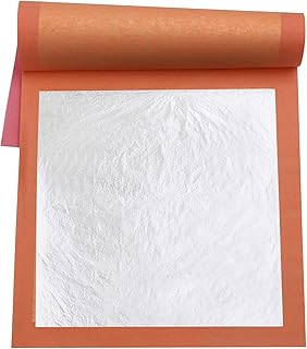 Pure Silver Leaf Sheets,3.7"by 3.7" 25 Sheets Book,Pure Silver Foil for Cooking Gilding Arts,Nail and Home Decorations